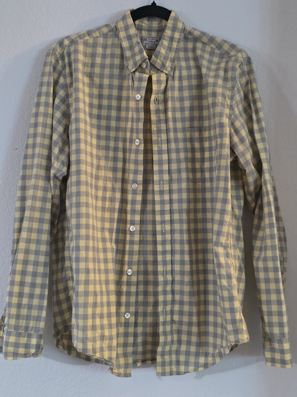 J. Crew Yellow and Gray Gingham Button-Down Shirt